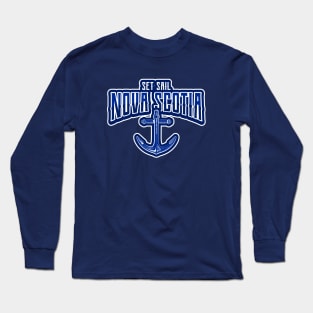 EAST Coast Nova Scotia Nautical Blue Anchor Long Sleeve T-Shirt